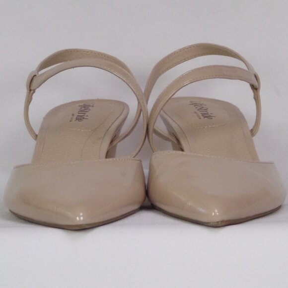 LIFESTRIDE SOFT SYSTEM 10M MINIMALIST beige mid-heel slingback point-toe pumps - Picture 7 of 16